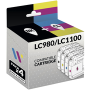 Compatível Brother LC980/LC1100 Pack de 4 Tinteiros