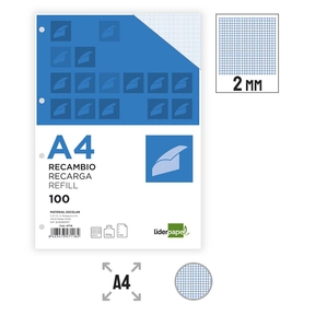Liderpapel Papel 100 g Grelha de Recarga de papel 2 mm (4 Furos Perfurados)
