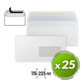 Envelope Branco Americano Liderpapel com Janela 115 x 225 mm 25 pcs.