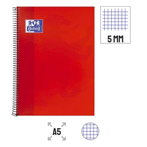 Oxford A5 Caderno A5 Glossy 5x5 mm Caderno de capa dura (Vermelho)