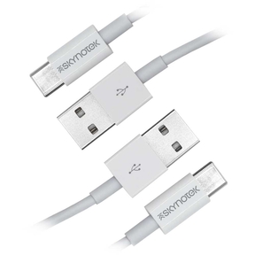 Cabo USB-A 2.0 para USB Type-C Branco Skynotek 1m (Pack 2 Pç.)