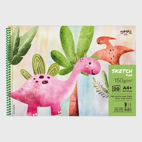 Bloco de Desenho A4+ 150 g Nokers Kids Dino – 20 folhas