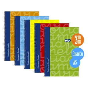 Lamela Caderno Capa Dura / Quarto (5 Pcs. Sortido)