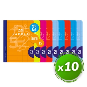 Lamela Caderno 50 Folhas / Quarto (10 Pcs. Sortido)