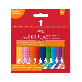 Faber-Castell Jumbo Crayons Coloridos Apagáveis (Caixa 12 pcs.)