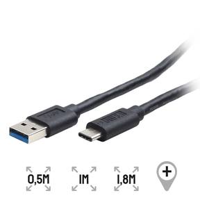 Cabo USB 3.0 para Tipo C Preto