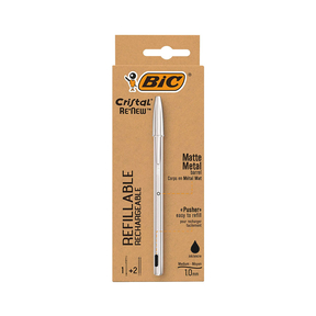 BIC Cristal Re'New (Blister + 2 Recargas) (Preto)