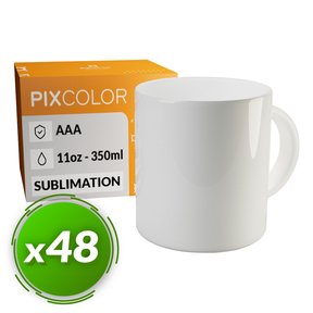 PixColor Caneca Sublimação - Qualidade Premium AAA (Pacote 48)