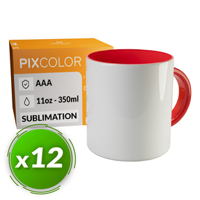 PixColor Caneca de Sublimação Vermelha - Qualidade Premium AAA (Pacote 12)