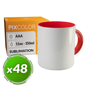 PixColor Caneca de Sublimação Vermelha - Qualidade Premium AAA (Pacote 48)