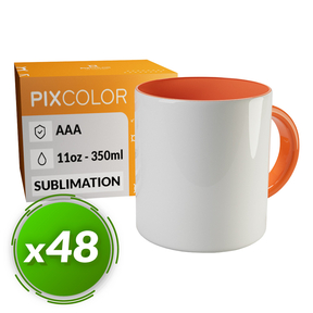 PixColor Caneca de Sublimação Laranja - Qualidade Premium AAA (Pacote 48)