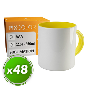 PixColor Caneca de Sublimação Amarela - Qualidade Premium AAA (Pacote 48)