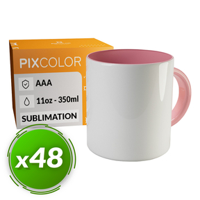 PixColor Caneca de Sublimação Rosa - Qualidade Premium AAA (Pacote 48)