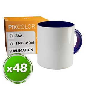 PixColor Caneca de Sublimação Azul Marinha - Qualidade Premium AAA (Pacote 48)