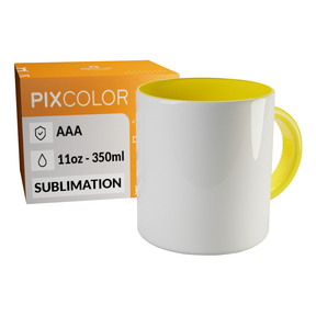 PixColor Caneca Sublimação Amarela - Qualidade Premium AAA