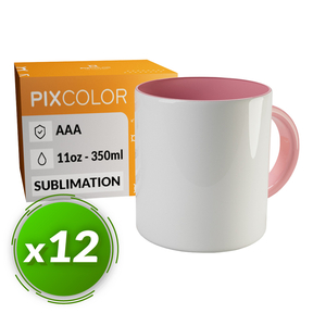 PixColor Caneca de Sublimação Rosa - Qualidade Premium AAA (Pacote 12)