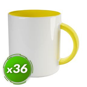 PixColor Caneca de Sublimação Amarela - Qualidade Premium AAA (Pacote 36)