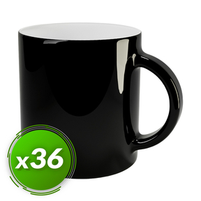 PixColor Caneca de Sublimação Mágica - Qualidade Premium AAA (Pacote 36) (Preto)