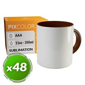 PixColor Caneca de Sublimação Castanho - Qualidade Premium AAA (Pacote 48)