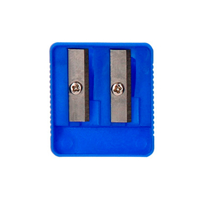 Afiador de lápis duplo de plástico (azul)